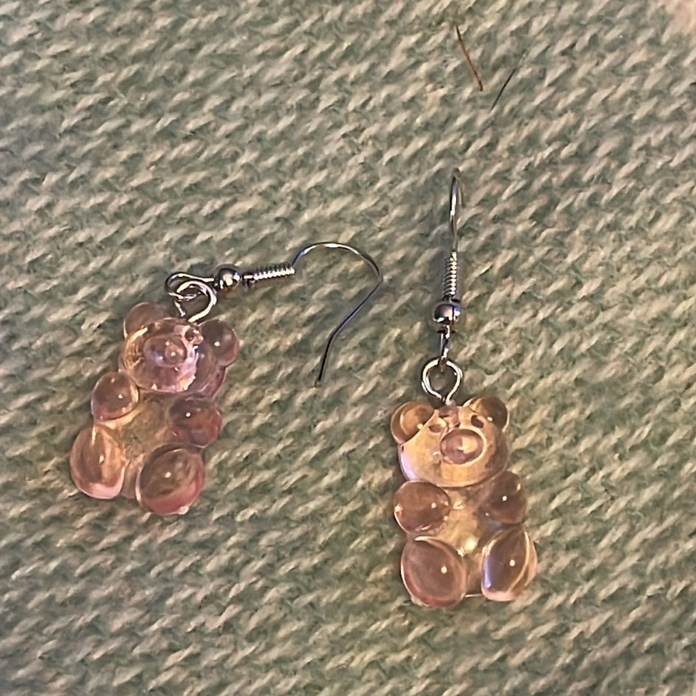 Pink gummy bear earrings